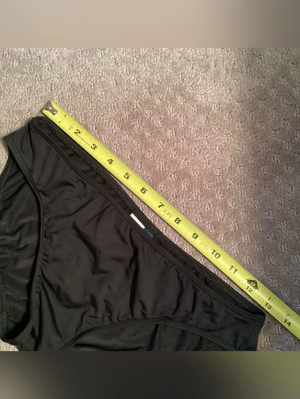 Lauren Ralph Lauren Black Bikini Bottom with Gold Logo Plaque, 2” sides, size 8